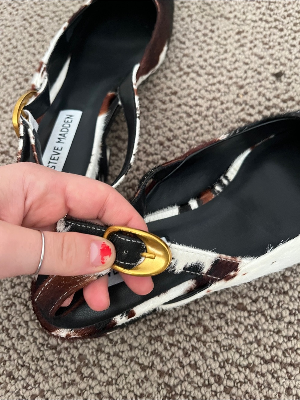 NWT Steve Madden cow fur sling back shoes - Picture 4 of 5